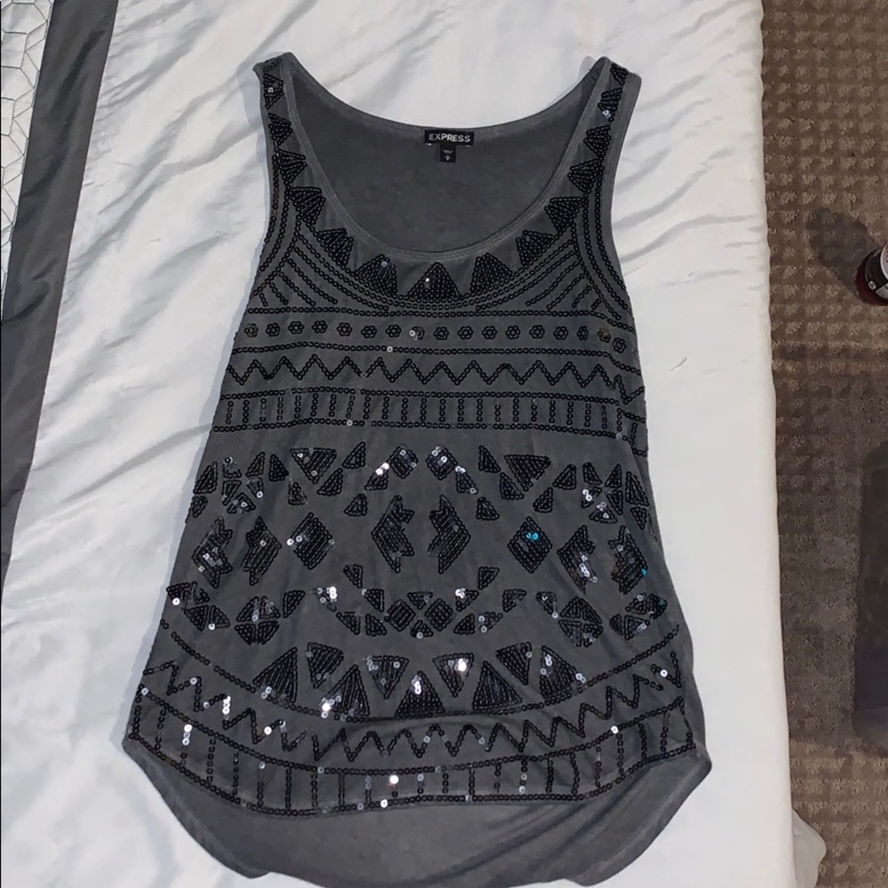 Express gray top with glitter detailing